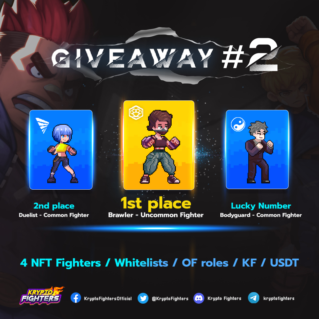 🎁#NFTGiveaway🎁
If you see this tweet, you are EARLY!

Prize pool value 6,000 USD
​🏆​​4 NFT Fighters
🏅100 Whitelists
🎁KF and BUSD

👇JOIN NOW👇
bit.ly/3EnNEKZ

#Giveaway #Airdrop #NFT #NFTGame #NFTcommunity #NFTdrop #NFTs #NFTAirdrop #Whitelisting #MetaverseNFT