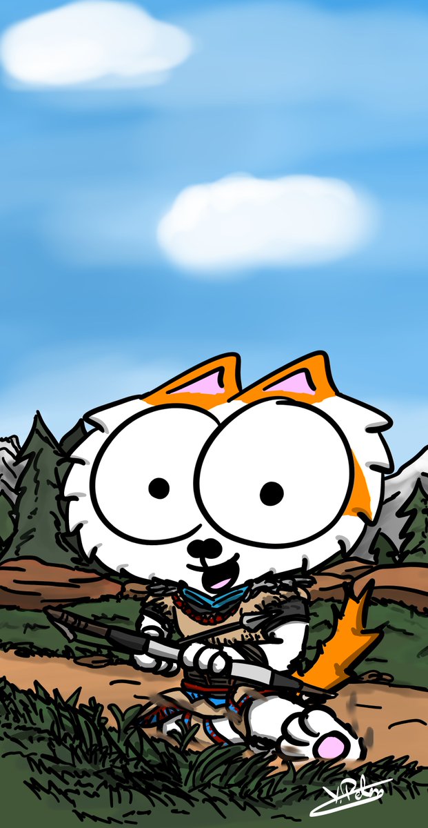 HappyMarinos's tweet photo. Reichlich spät habe ich mit Horizon Zero Dawn angefangen - macht großen Spaß :)
Da konnte ich Willi natürlich nicht davon abhalten, selbst mal reinzuspringen.
#HorizonZeroDawn #Gaming #Gamercat #catcartoon #gamecartoon https://t.co/vVvo21wh5X