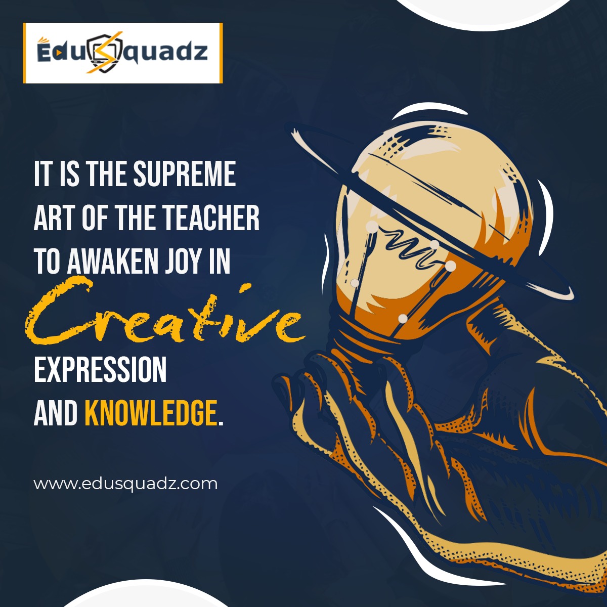 EUsquadz's tweet photo. Creativity and knowledge are the strongest weapons in the world of education. Until and unless you enjoy working with these arts, you cannot master them. This is where your 'gurus' aka teachers come into the role. https://t.co/JlMuSbTNB7