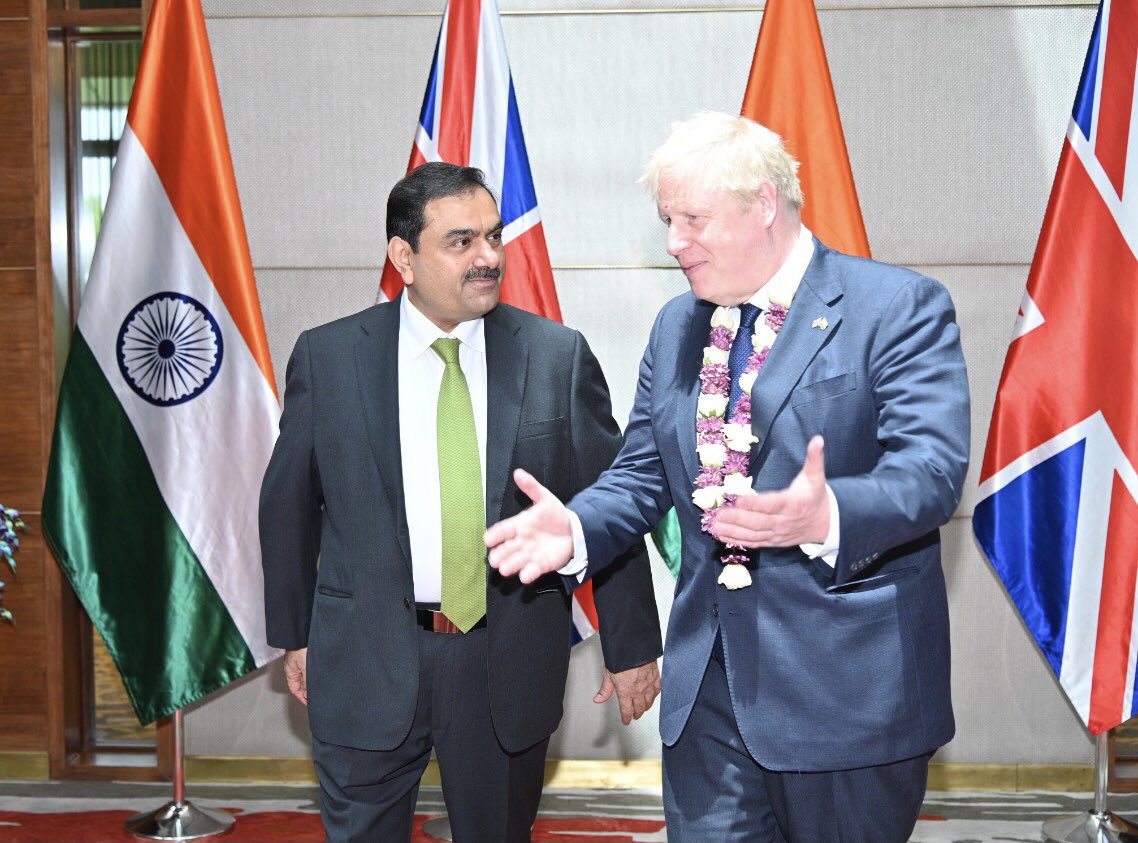 Honoured to host @BorisJohnson, the first UK PM to visit Gujarat, at Adani HQ. Delighted to support climate & sustainability agenda with focus on renewables, green H2 & new energy. Will also work with UK companies to co-create defence & aerospace technologies. #AtmanirbharBharat