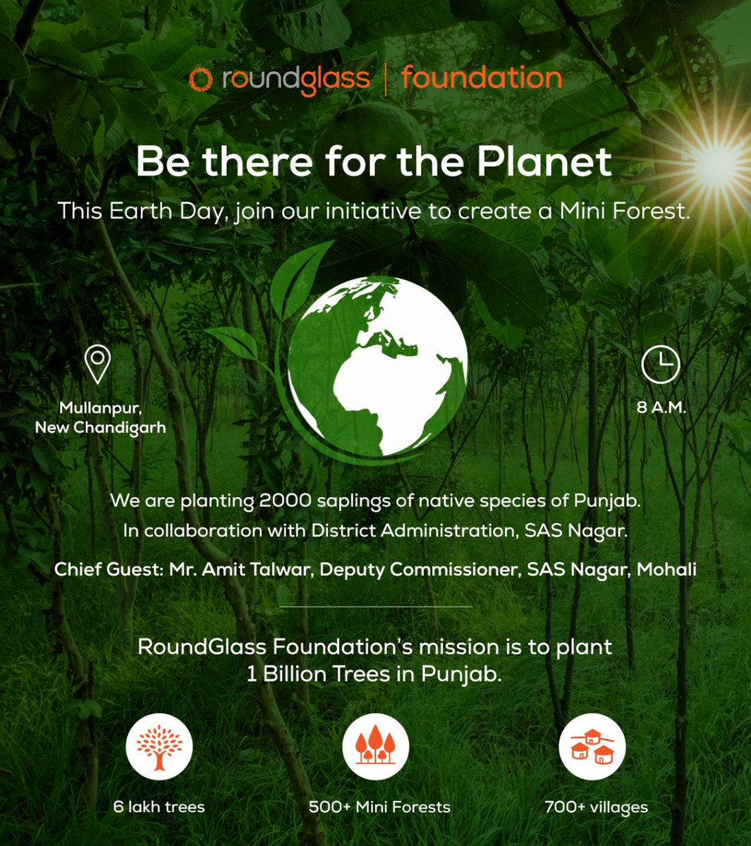RoundglassFdn's tweet photo. This Earth Day, come forward and create a Mini Forest. In collaboration with @dcmohali, we're creating a mini forest by planting 2000+ saplings. Join the cause.
Place: Mullanpur Garibdas, New Chandigarh  (https://t.co/Ou7bA2hLEY)
#EarthDay2022 #Punjab https://t.co/Ugs0DqKem5