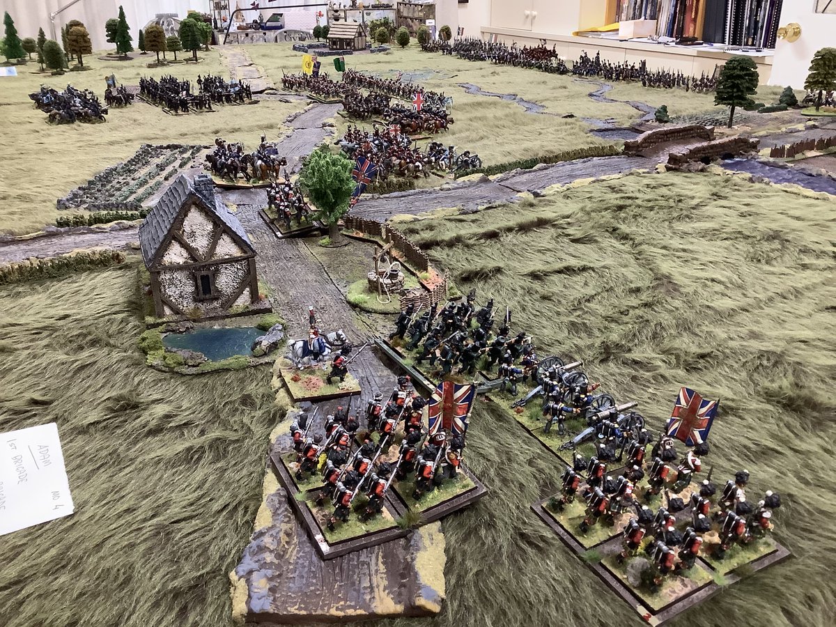 Oldwargamer's tweet photo. Troops now in place for the #QuatraBras bash on Saturday. All my own #Napoleonic troops, nice to see them all out on the table, of course there are more in the draws! 
#wargaming #wargames #wargamer #LaSalle #28mm #frontrankminiatures #napoleonics https://t.co/EmGuRqVlpj