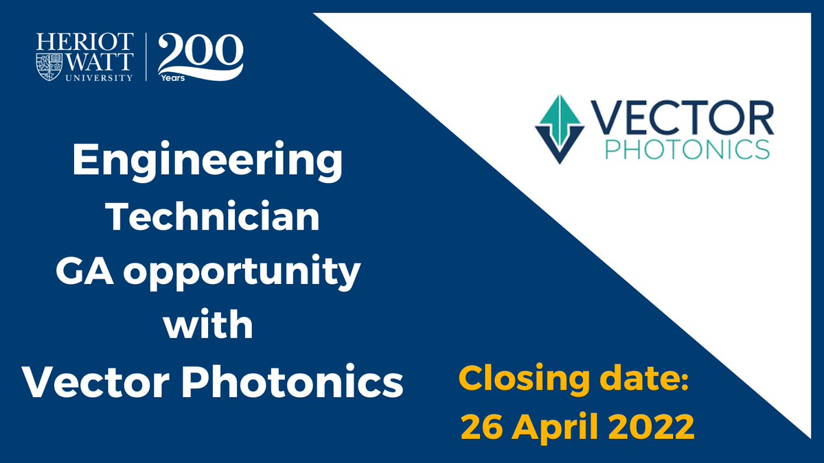 🆕 Engineering Technician GA opportunity - Vector Photonics 🆕
Great new Engineering Technician Graduate Apprenticeship with <a href="/VPhotonics/">VectorPhotonics</a>, based in Glasgow.
Closing date = 26 April.
Apply via <a href="/apprentice_scot/">Apprenticeships.scot</a>👉apprenticeships.scot/vacancy-detail…
#Engineering