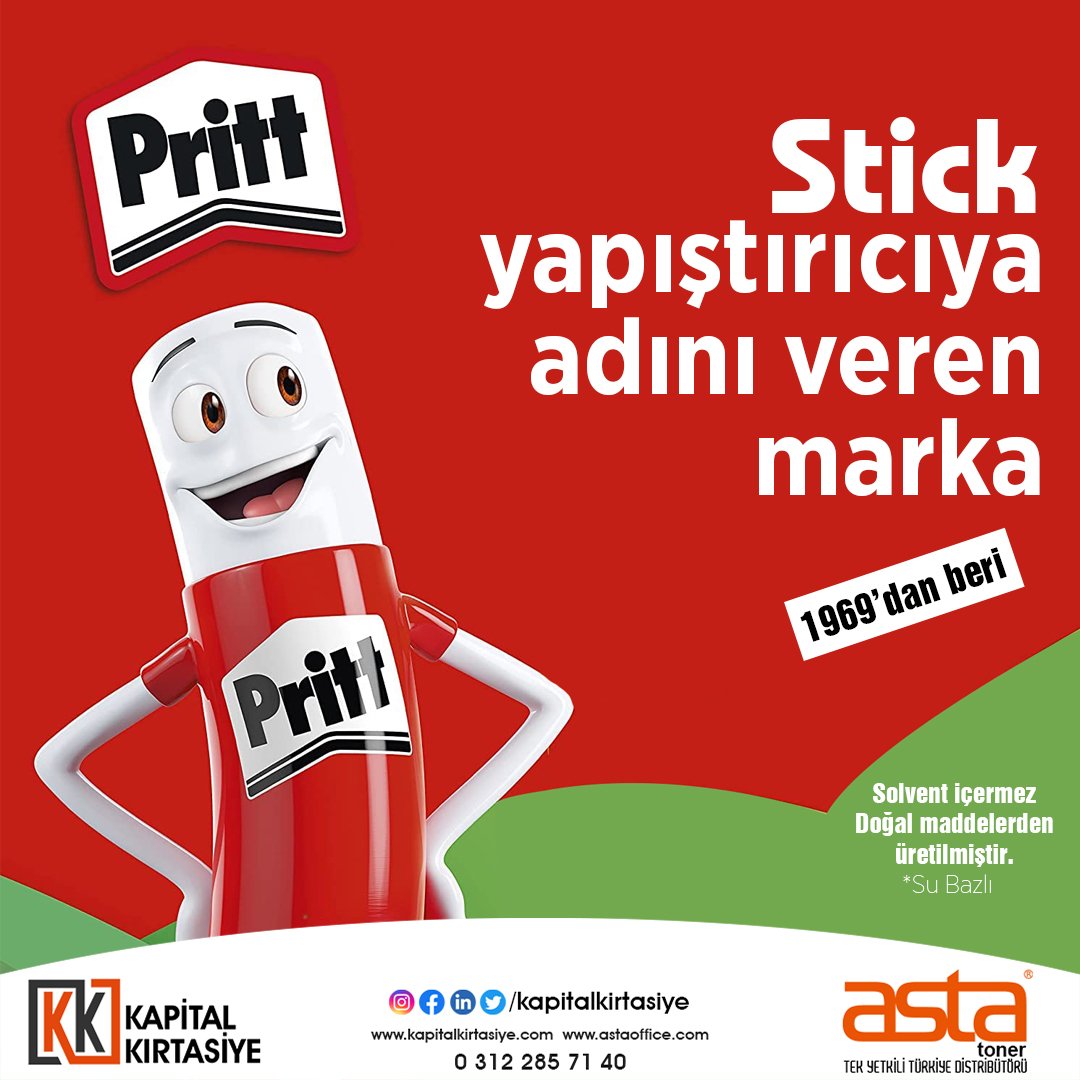 Dünyanın ilk stick yapıştırıcısı Pritt…💫

#kapitalkırtasiye #pritt #prittstick #yapıştırıcı #ankara #turkey