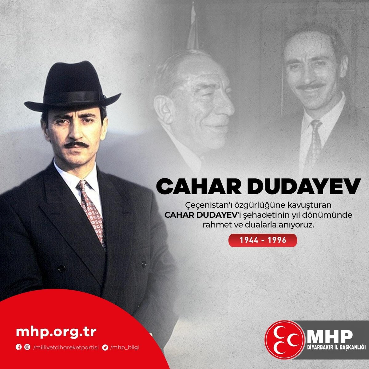 Çeçenistan'ı özgürlüğüne kavuşturan #CaharDudayev'i şehadetinin yıl dönümünde rahmet ve dualarla anıyoruz.