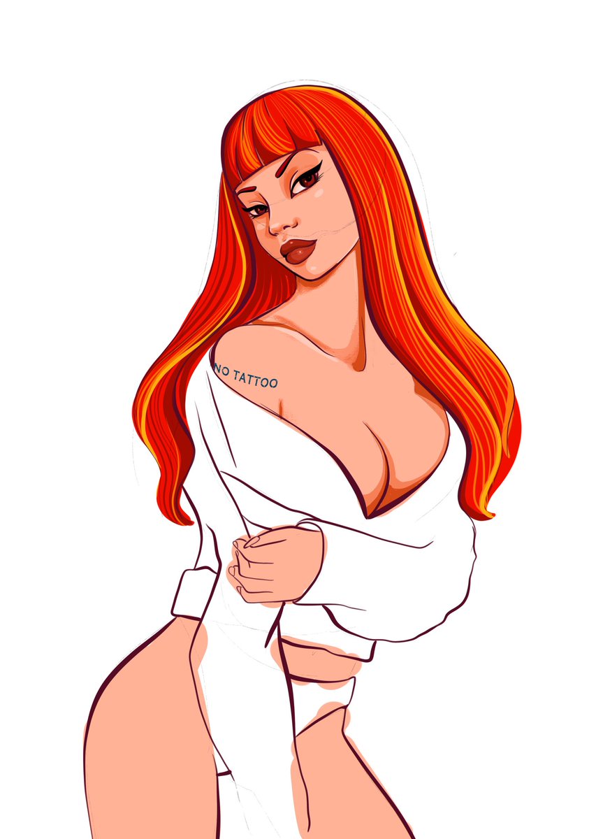 myleontieva's tweet photo. Let's draw together [3]
I really liked idea with tattoo "No tattoo"! You're doing great! But honestly I thought it would be more massive and covering.
Let's create outfit for this beauty!
Motorjacket? Fur? Lace? Any colors? 
#letsdrawtogether https://t.co/WQa2hP8WWE