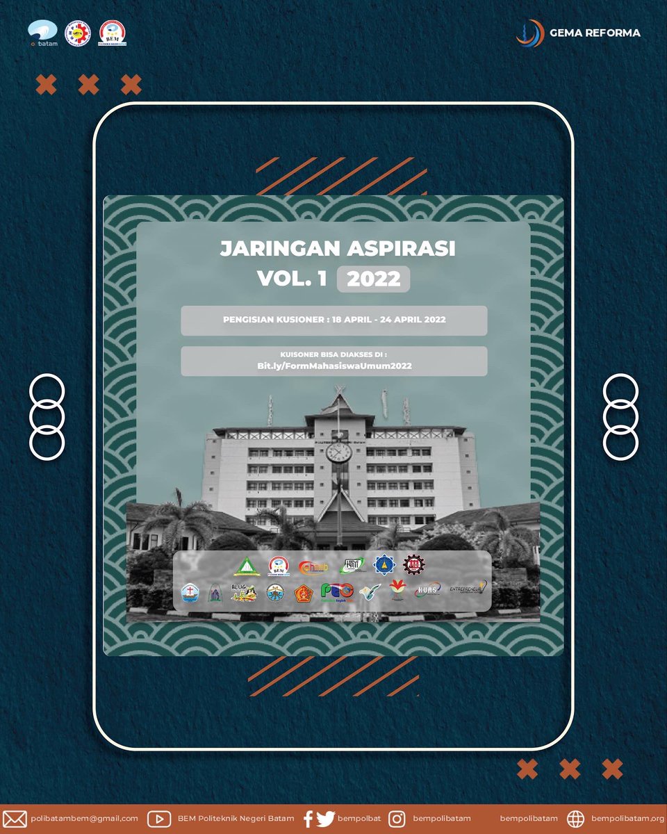 bempolbat's tweet photo. [DLM X BEM - JARINGAN ASPIRASI VOL. 1]

Halo teman-teman 🙌🏻

Wah ada informasi menarik nih !
Jadi, ormawa DLM x BEM akan mengadakan kolaborasi kegiatan bermanfaat yang disebut dengan "Jaringan Aspirasi" https://t.co/MuP9f0WHnp
