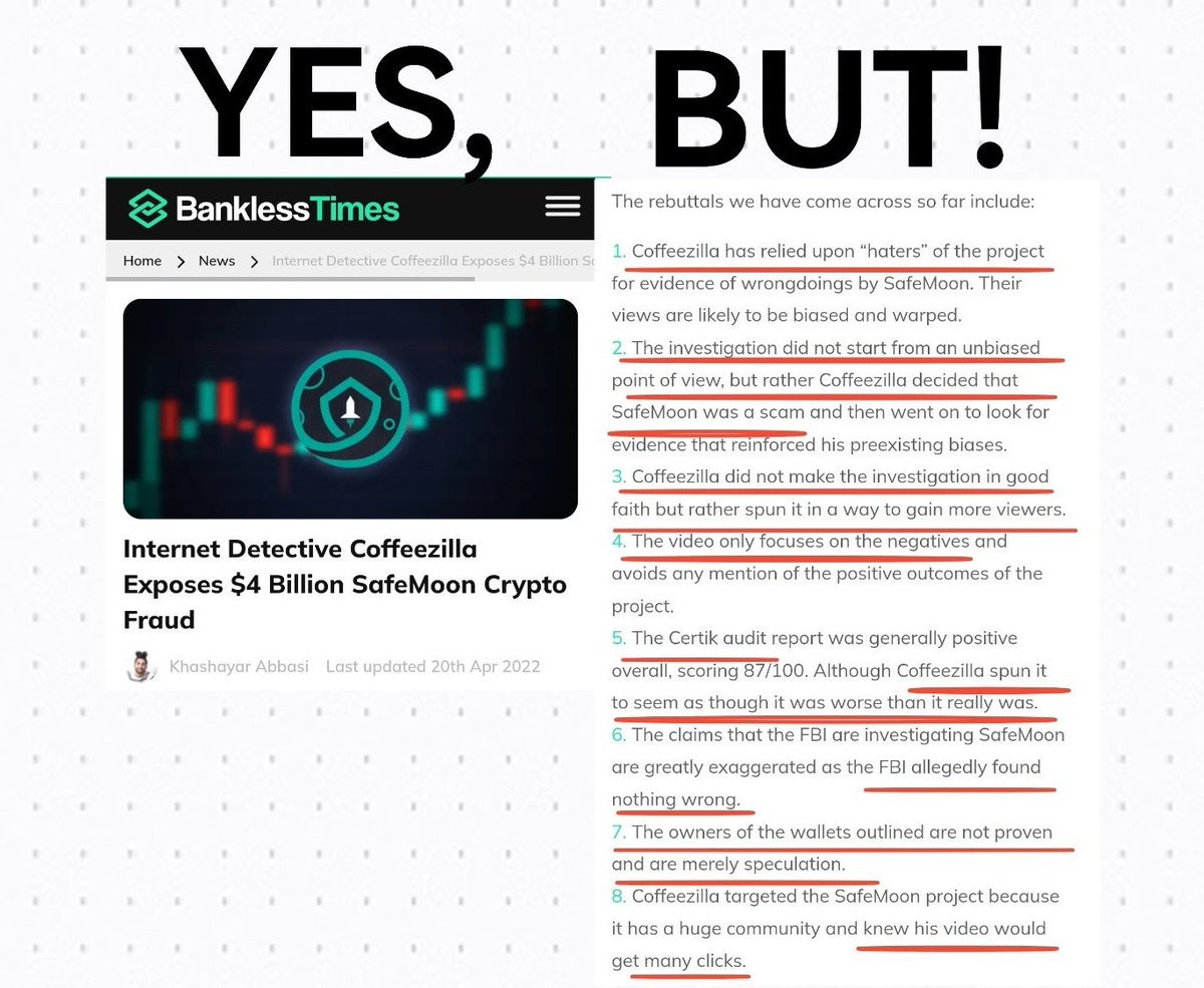 MemeLordSpyros's tweet photo. #SAFEMOON Tip of the day.🔥
READ THE WHOLE ARTICLE NOT JUST THE HEADLINES! It's an excellent article with great perspective on how Coffeezilla manipulated and presented actual info for the clicks.👀

Source: https://t.co/ewAibnRxrH https://t.co/pgSE2ECebC
