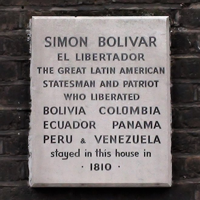 JamesDauris's tweet photo. South American heroes in London (4)

Simón Bolívar (1783-1830), El Libertador, lived in this house when he came to #London in 1810. An inspired military and political leader, he led countries that are today Bolivia, Colombia, Ecuador, Panama, Peru and Venezuela to independence. https://t.co/xo1HBeCMRr