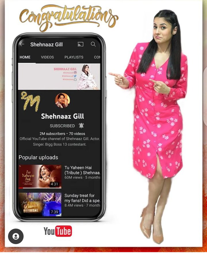 LoveSidnaaz4's tweet photo. Congratulations @ishehnaaz_gill
2M family Complete on YouTube 😻 
You deserve it and more many ...

#ShehnaazGill https://t.co/2yrbtV3oRp