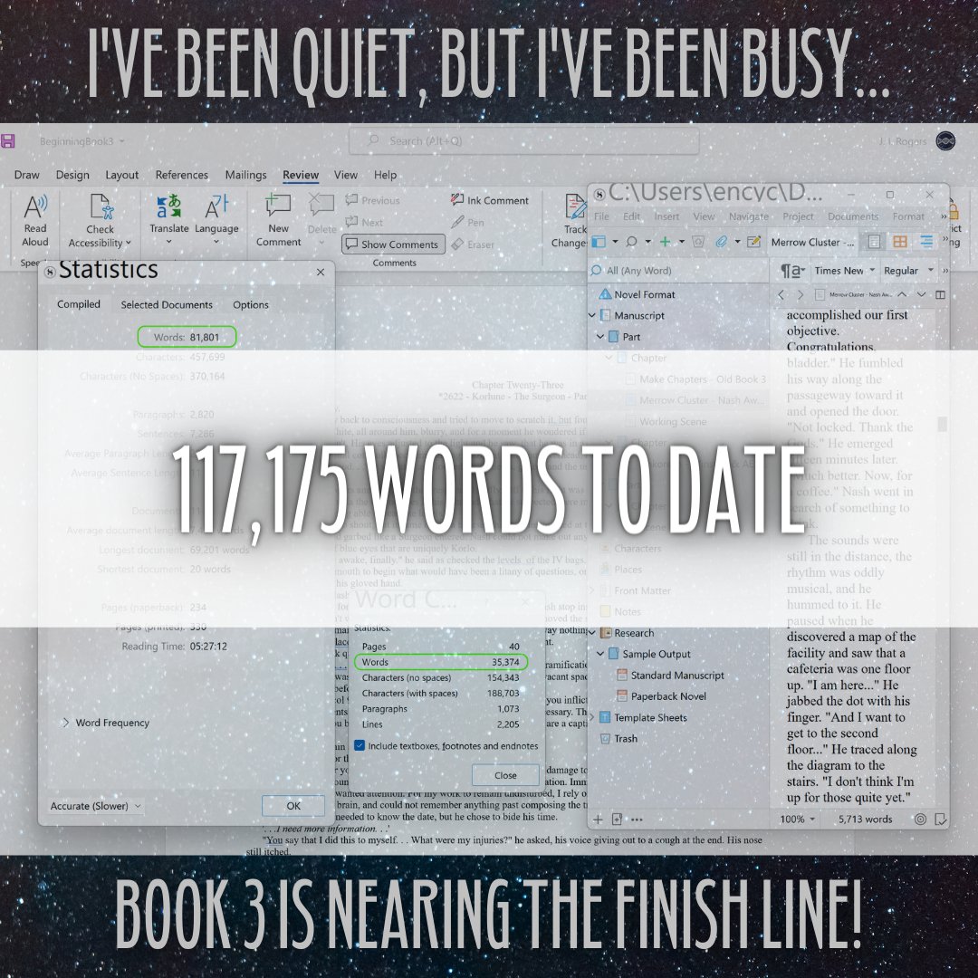 JIRogers_Author's tweet photo. #AmWriting #scifibooks Update on book 3 in my series. https://t.co/Pknh7DLdY2