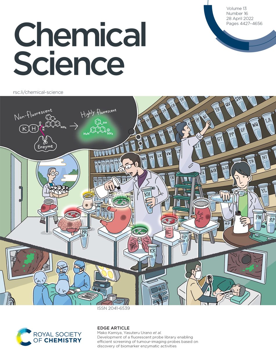 ChemicalScience's tweet image. This week's #ChemSciCovers have arrived! 🎉

First up is Yasuteru Urano et al.'s new article🤯

🥼Development of a fluorescent probe library enabling efficient screening of tumour-imaging probes based on discovery of biomarker enzymatic activities

LINK: 🔗ow.ly/qrGA50IOmKq
