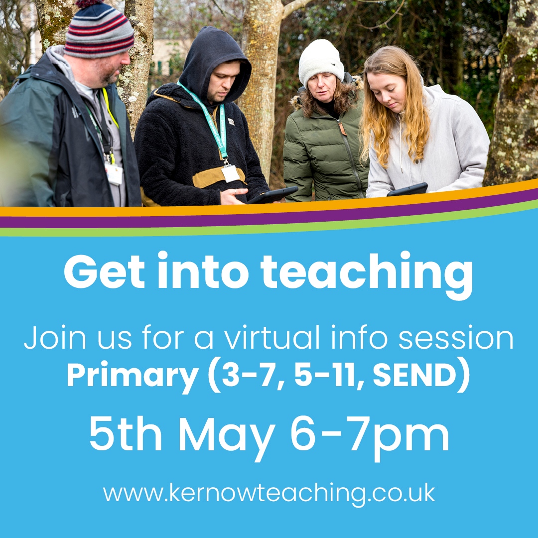 KITE (@kernow_ite) on Twitter photo Are you interested in a career change? Join us on the 5th May to find out more. Book at: hello@kernowteaching.co.ukβ
#TrainToTeach #KernowTeaching #GetIntoTeaching #TeacherTraining #Teaching #FreshStart #CornwallLife #PrimaryTeacher #TraineeTeacher #CareerChange #Cornwall Are you interested in a career change? Join us on the 5th May to find out more. Book at: hello@kernowteaching.co.ukβ
#TrainToTeach #KernowTeaching #GetIntoTeaching #TeacherTraining #Teaching #FreshStart #CornwallLife #PrimaryTeacher #TraineeTeacher #CareerChange #Cornwall