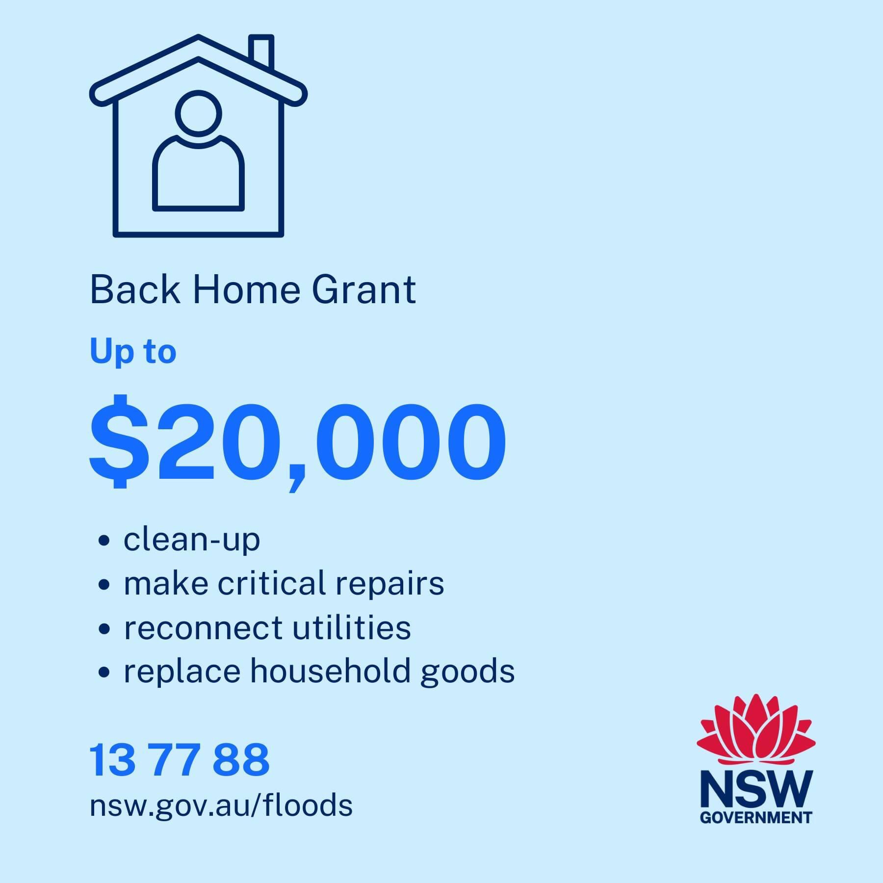 Resilience NSW on X: &ldquo;The Back Home grant is open - Flood-affected 