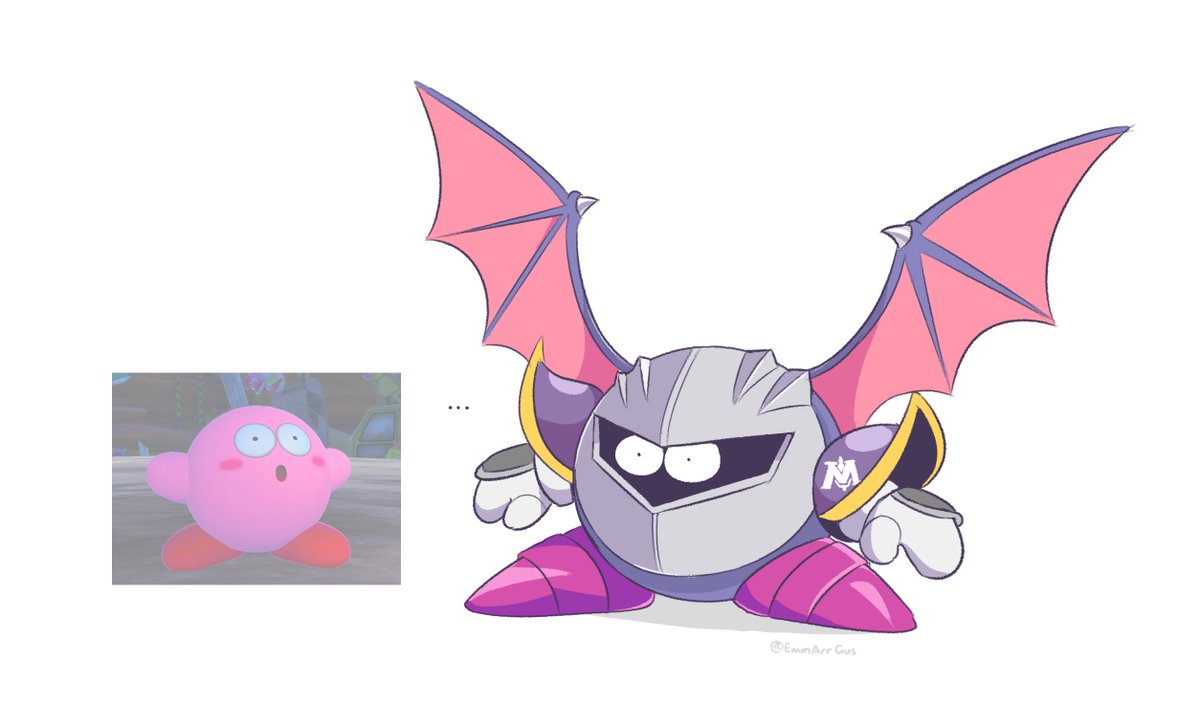 kirby ,meta knight wings white background armor simple background mask bat wings gloves  illustration images