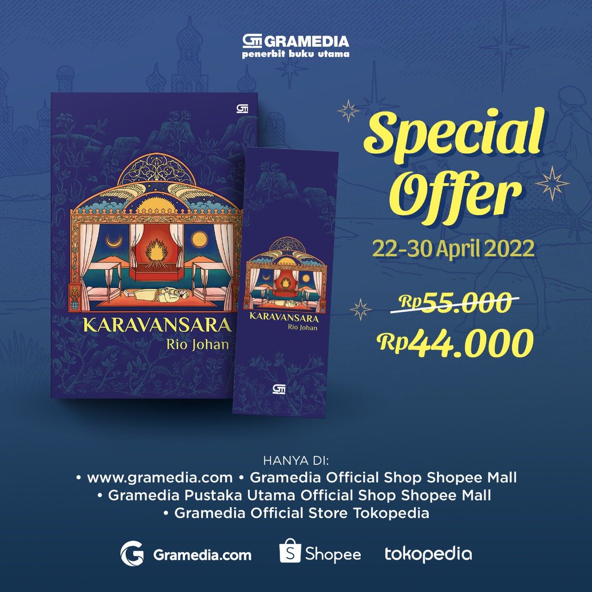 Halo kawan-kawan, "Karavansara" sudah bisa dipesan di 

Gracom : gramedia.com/promo/special-…
Tokped : tokopedia.com/gramedia-store…
Shopee : shopee.co.id/product/638420…
GPU : shopee.co.id/product/346566…