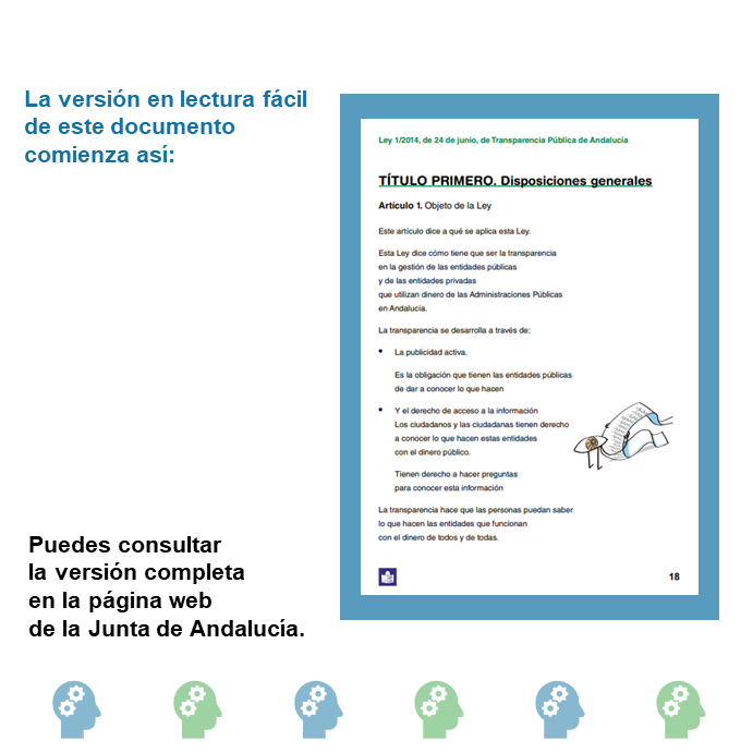 ➡️Emplear un lenguaje comprensible es crucial en el ámbito de la #Transparencia y de los derechos de acceso a la información pública.

Buen ejemplo es la Ley de Transparencia Pública de #Andalucía en #LecturaFácil que elaboramos para 
<a href="/JusticiaJunta/">Consejería Justicia, Admón Local y Función Pública</a> 👇🏻

juntadeandalucia.es/servicios/publ…