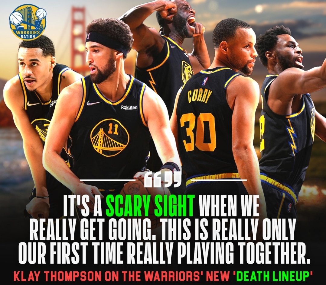 NewYawkGiant's tweet photo. Guys 😳😳😳😳😳😳😳😳😳😳😳

This new "DEATH LINEUP" is NO JOKE!  When they're clicking, WHOS gonna stop em?!  

@KlayThompson @StephenCurry30 @22wiggins @Money23Green #nbaPlayoffs #deathLineup #warriorsVNuggets #splashBrothers https://t.co/FdGXfkbq17