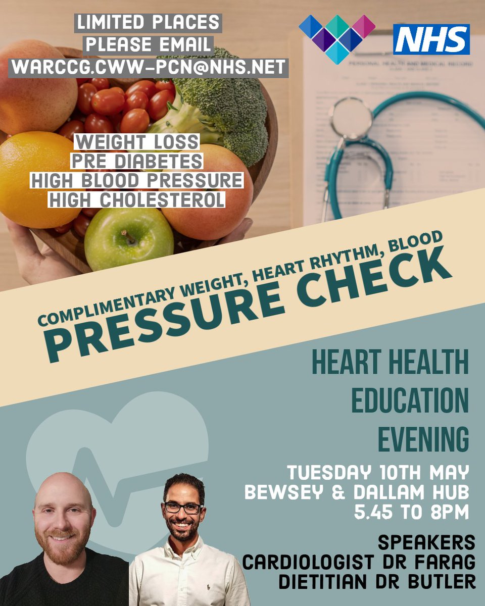 Paul Corless (@paulcorless1) on Twitter photo Limited places available, patients from <a href="/CWWarringtonPCN/">Central And West Warrington Primary Care Network</a>, fantastic free education evening from speakers <a href="/Ahmed_k_farag/">Dr Ahmed Farag</a> <a href="/drtom_butler/">Dr Tom Butler</a>. Find simple advice to reduce your risk of having a heart attack @WarringtonCCG <a href="/Pamelabroadhea1/">Pam Broadhead 💙 NHS 💙</a> <a href="/LauraMount16/">Laura Mount</a> Limited places available, patients from <a href="/CWWarringtonPCN/">Central And West Warrington Primary Care Network</a>, fantastic free education evening from speakers <a href="/Ahmed_k_farag/">Dr Ahmed Farag</a> <a href="/drtom_butler/">Dr Tom Butler</a>. Find simple advice to reduce your risk of having a heart attack @WarringtonCCG <a href="/Pamelabroadhea1/">Pam Broadhead 💙 NHS 💙</a> <a href="/LauraMount16/">Laura Mount</a>