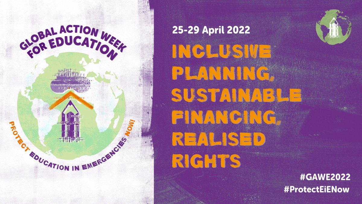 globaleducation's tweet photo. Are you ready for Global Action Week for Education #GAWE2022 โ
Let's stand together and call for urgent action for education in emergencies! #ProtectEiENow! #makeadifference
#makeachangetoday #Education #emergencies https://t.co/8JCSWWcY6a