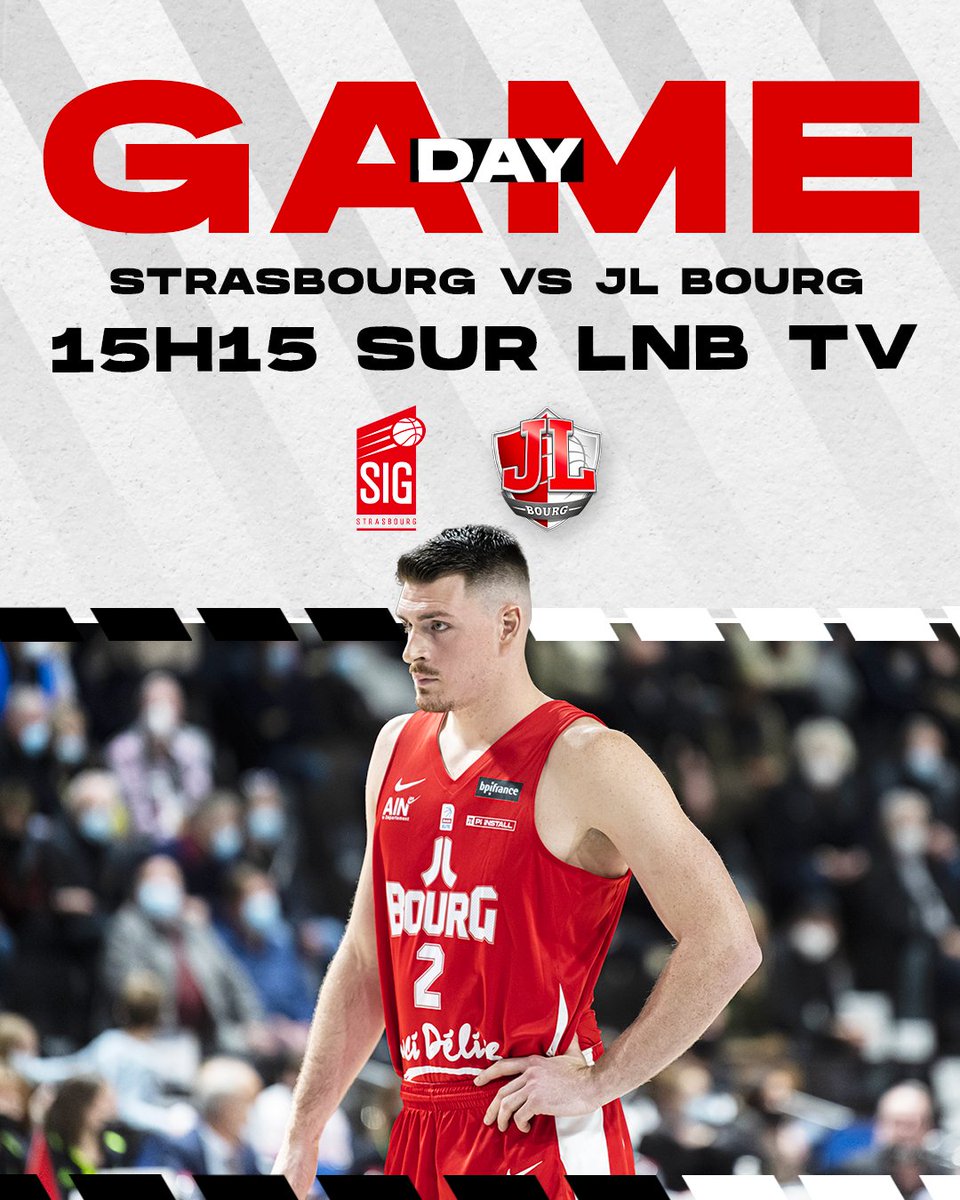JLBourgBasket's tweet photo. GAMEDAY | #BetclicElite
La Jeu se déplace à Strasbourg pour la 31e Journée du championnat ✈️

🆚 @sigstrasbourg
🕗 15h15
📺 À suivre sur LNB TV, Web Radio Scoop et diffusion au 10 55
📲 Live score sur l’appli’ JL Bourg

#WeRedy 🔴⚪ https://t.co/IAR5dmvqnf