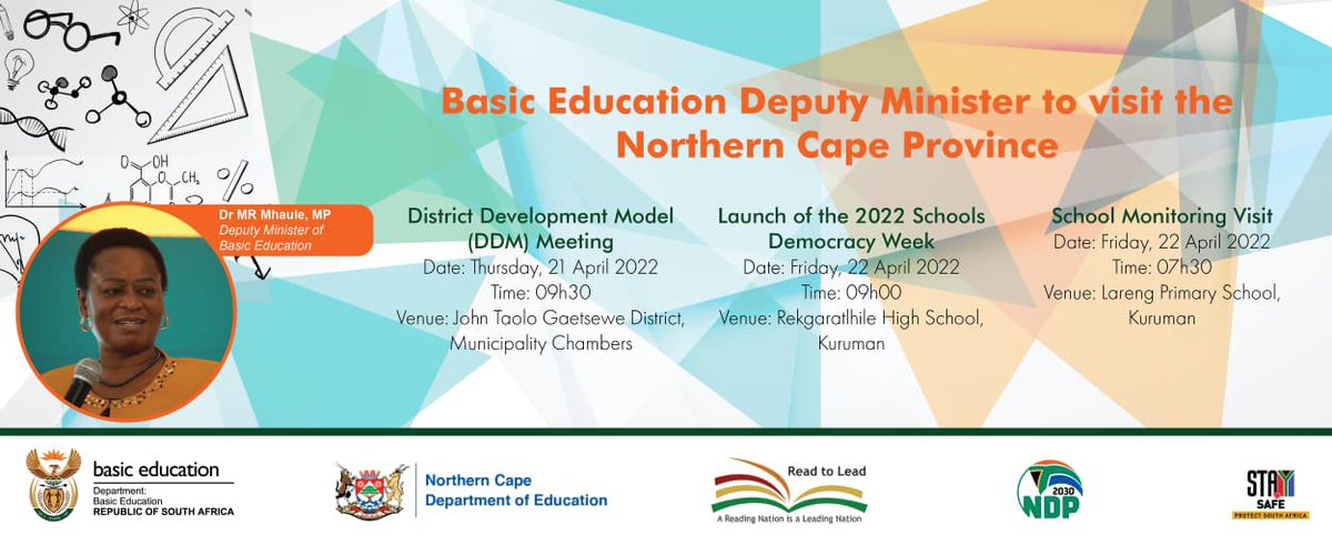 ReginahMhaule's tweet photo. Schedule of Activities for today and tomorrow @NorthernCapeSA @DBE_SA #buildingbackbettertogether #districtdevelopmentmodel https://t.co/d0GowDWMKf