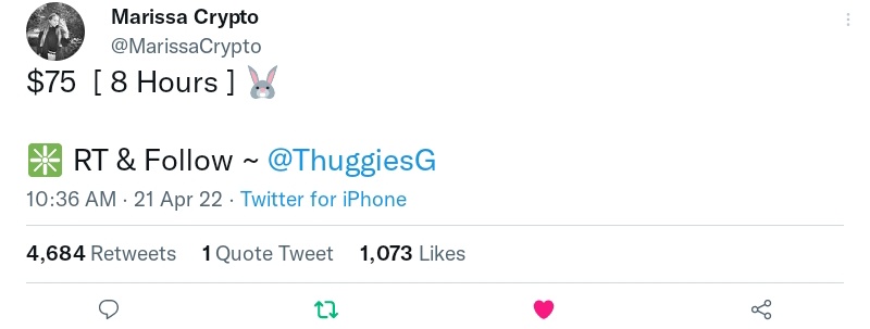 Cleaaa45's tweet photo. @MarissaCrypto @ThuggiesG DONE ✅ https://t.co/ts4GZZ7IQj