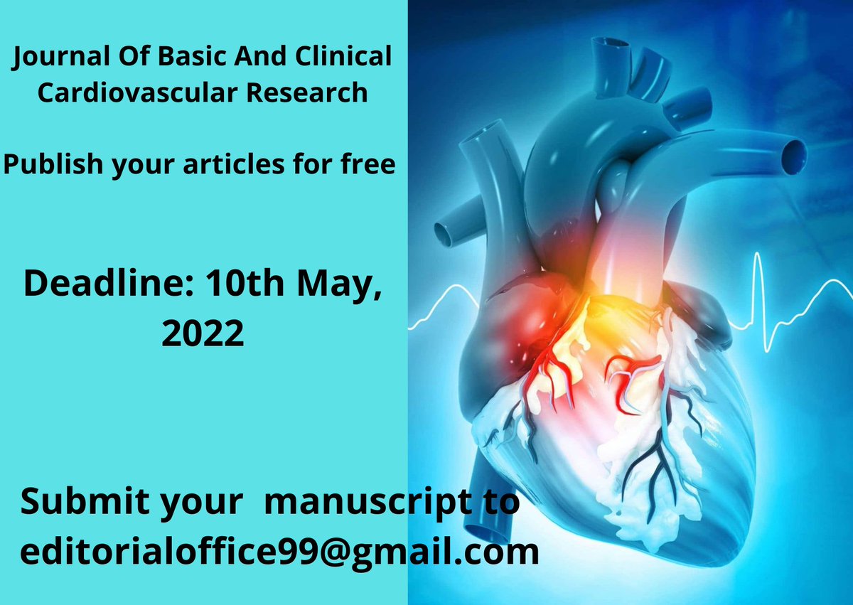 Submission open for upcoming edition | Showcase your research work for Journal Of Basic And Clinical Cardiovascular Research
Access journal homepage: genesispub.org/journal-of-bas…
#cardiology #retweet #openaccess #submissionopen #submitnow #cardiovascular #shortcommunication #cases