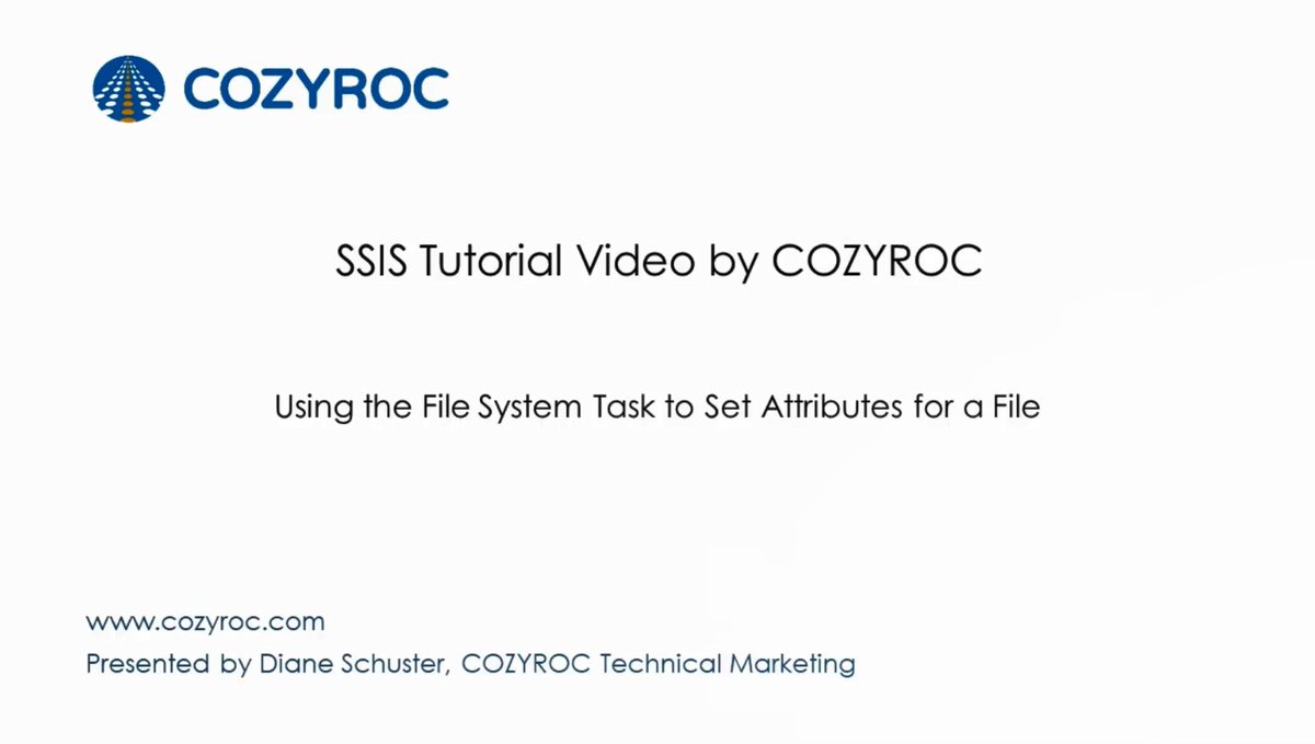 CozyRoc's tweet image. Using the File System Task for setting file attributes - #SSIS tutorials for Beginners by #COZYROC

youtu.be/n46RdDIbCLE

#SSISTutorials #ETL #SQLServer #tutorials