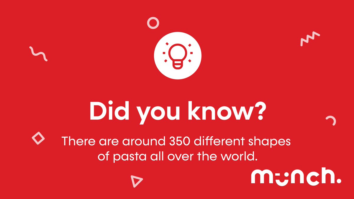 We all know some of the basic pasta shapes, such as spaghetti, fettuccini and lasagna. But did you know that there are actually 350 different shapes of pasta?

How many have you tried? 🍝