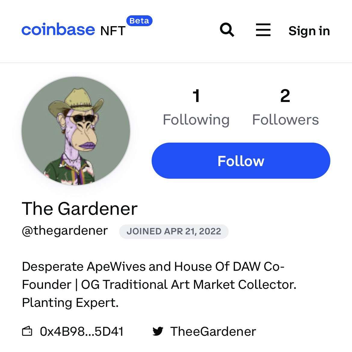 Aped In <a href="/Coinbase_NFT/">Coinbase NFT</a>