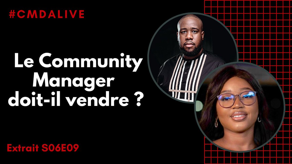 chedjoukm's tweet photo. Un Community Manager doit-il vendre ?
Extrait S06E09 #CMDALive
https://t.co/6GRomXP9Sg https://t.co/9IVEVwE8F6