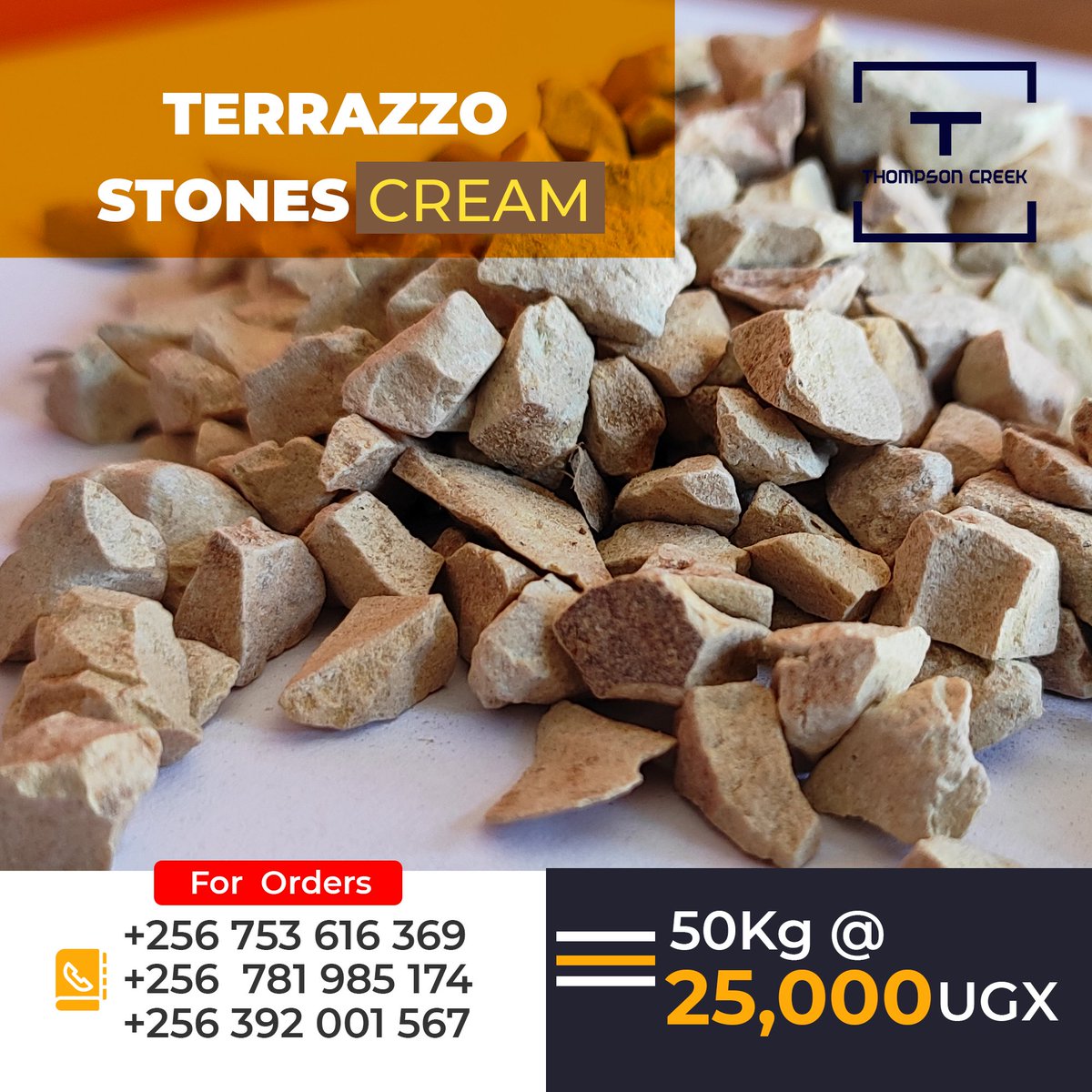 ThompsonCreekUg's tweet photo. We have got these too, make your orders today while stock lasts?
#Terrazzo  #terrazzstones  #cream  #stones  #constractionwork  #MakeYourOrderNow https://t.co/IagpFNuL8T