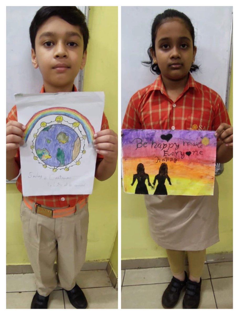SAI_Edu_In's tweet photo. Art on Theme of the Month
The best kind of happiness is to make others happy. SAIoneers of Class VI - B express their opinions on theme of the month through ingenious artworks.
#Themeofthemonth
#BeHappyandMakeothershappy
#ArtExpressions
#Creativity
#AssemblyPresentations https://t.co/ZuFbAEW5hy