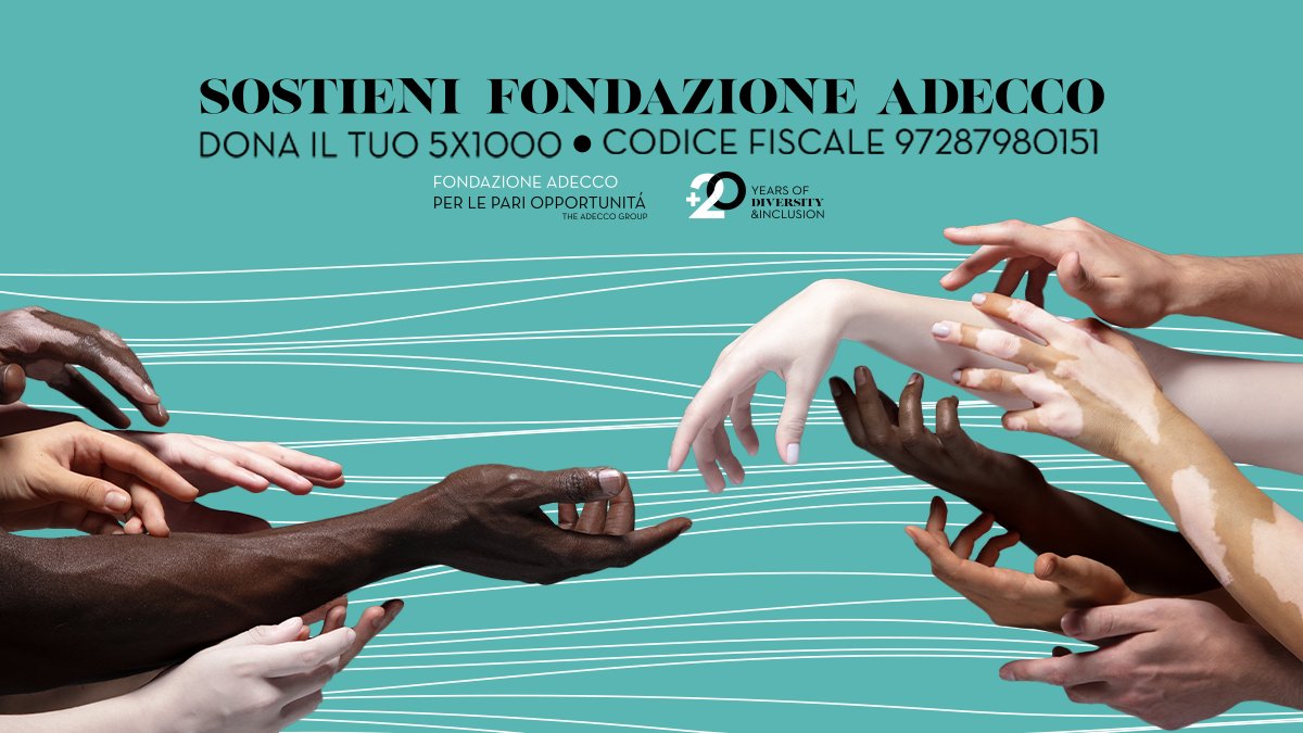 Per Fondazione Adecco, costruire un futuro migliore significa offrire a tutti pari opportunità di crescita, lavoro e carriera. Aiutaci a costruire un mondo più inclusivo e aperto alla diversità devolvendo alla nostra Fondazione il tuo 5x1000: ow.ly/SlFq30sfZiA