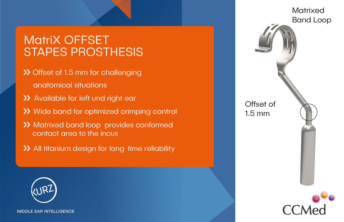 CcmedUk's tweet photo. When in comes to #ossiculoplasty #kurzmed lead the way. Their latest #stapedioplasty implant is ideal for #revision cases and those with complex anatomy.
For more info call: 01264 332172 or email info@ccmed.co.uk
#otology #ENT #tympanoplasty #ear #ossicles https://t.co/zJc2vfTEtu