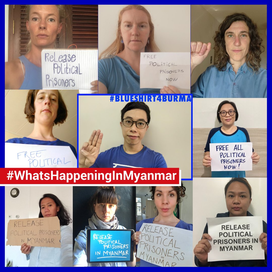 Today we wear #BlueShirtForBurma, calling for the release of all political prisoners in Myanmar. The junta have arrested, charged or sentenced 10271 people since the coup, targeting labour rights activists&amp; unionists in an attempt to roll back rights. 

#WhatshappeninginMyanmar