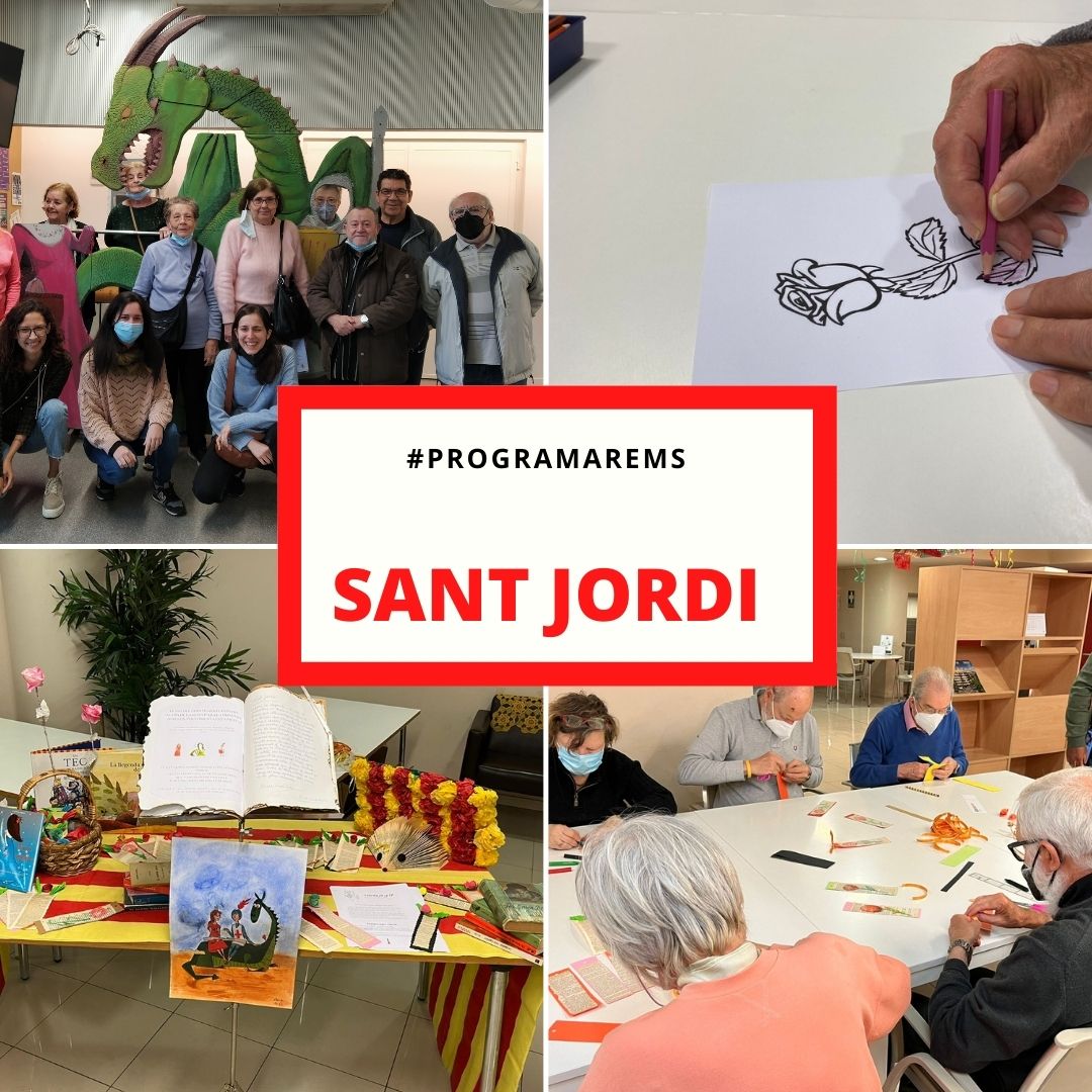 FCLP_Fundacio's tweet photo. 🌹Els participants del #ProgramaREMS (Programa de Reforç i Estimulació de la Memòria) ja estem celebrant #SantJordi2022 amb moltes activitats i tallers 🌹 https://t.co/vwI4n4J120