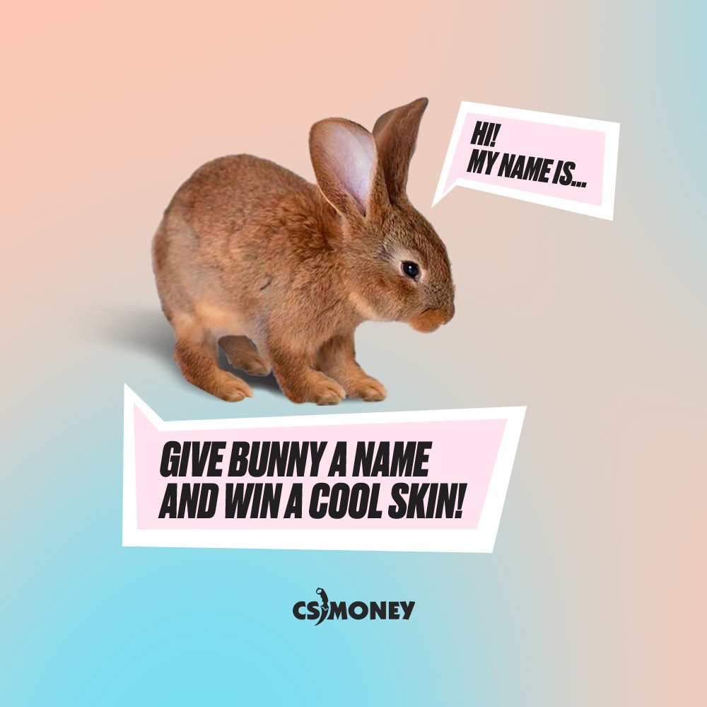 csmoneytrade's tweet photo. Wanna win AWP Hyper Beast?
Come up with the best name for our bunny that will be hosting next YouTube stream! Share your ideas in the replies!

Retweet to get a chance to win AK-47 Aqua Revenge.

And don't forget about our M9 Fade giveaway! K55TCO
https://t.co/0156CXHdDK

1/2 https://t.co/tCv7oocgva