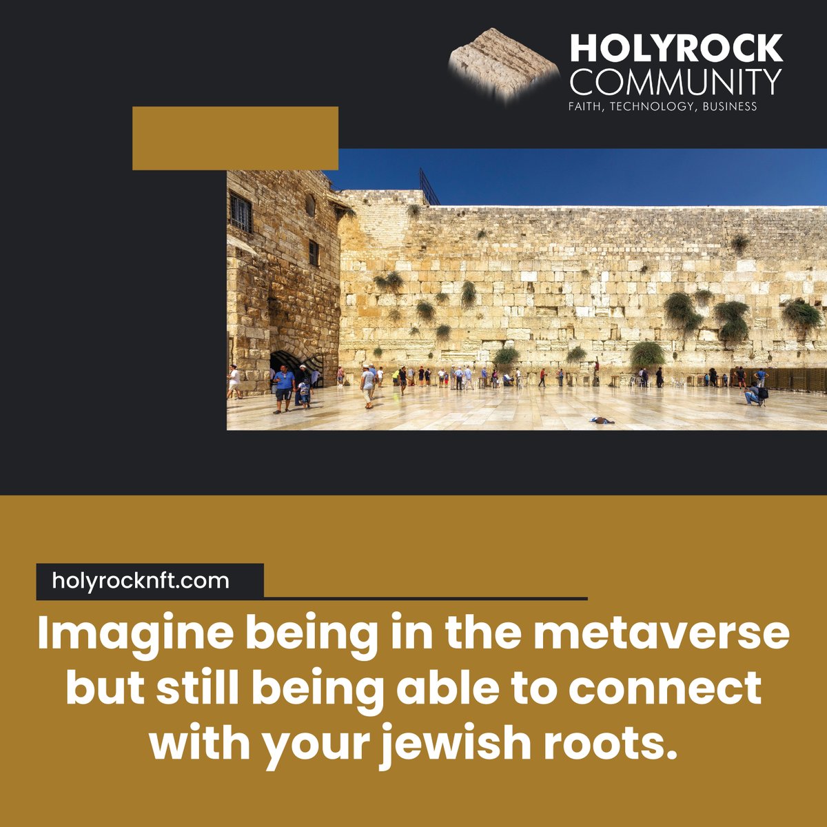 holyrocknft's tweet photo. Imagine being in the metaverse but still being able to connect with your jewish roots. ✨

That's what #HolyRock #Nft 🪨 does, it connects you with your jewish heritage.

Own a digital piece of the real Western Wall, now available at Opensea‼️ https://t.co/5AVErBKMST