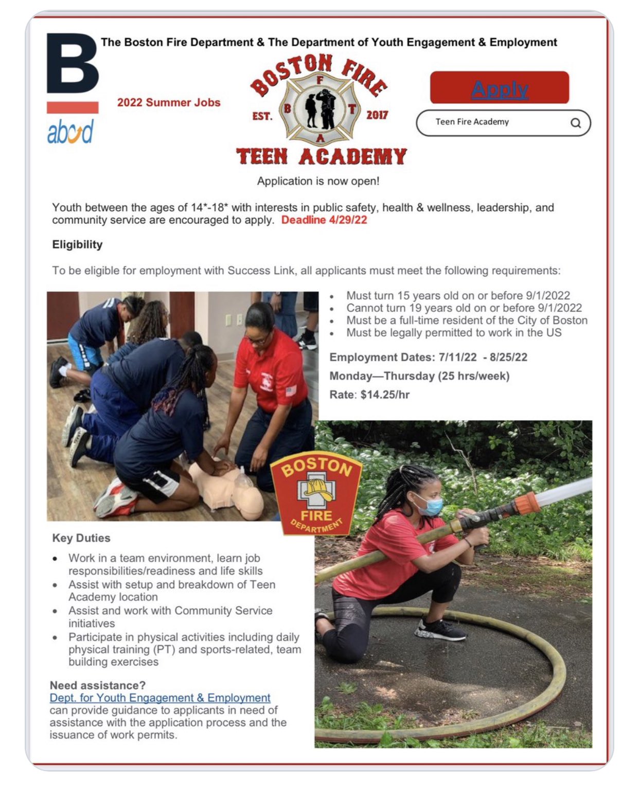 boston-fire-dept-on-twitter-looking-for-summer-employment-boston-fire-summer-teen-academy-will-be-at-the-mildred-community-center-mattapan-today-and-holland-communty-center-tomorrow-with-citybosyouth-both-events-11-2pm