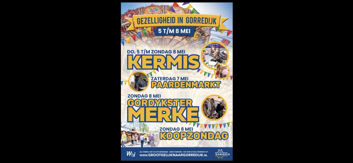Gezelligheid in Gorredijk van 5 t/m 8 mei …

#kermis #paardenmarkt #markt #koopzondag #opsterland #fryslan #kooplokaal #whi #grootgelijknaargorredijk