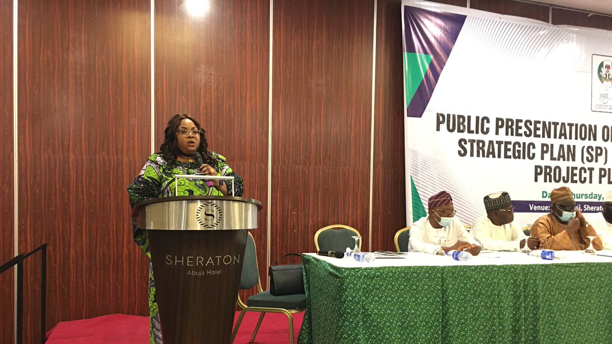 inecnigeria's tweet photo. Closing remarks by the Secretary to the Commission, Mr. Rose Omoa Oriaran-Anthony at the ongoing Public Presentation of INEC’s 2022-2026 Strategic Plan (SP) and 2023 Election Project Plan (EPP) in Abuja. https://t.co/ZbxiXOgNSu