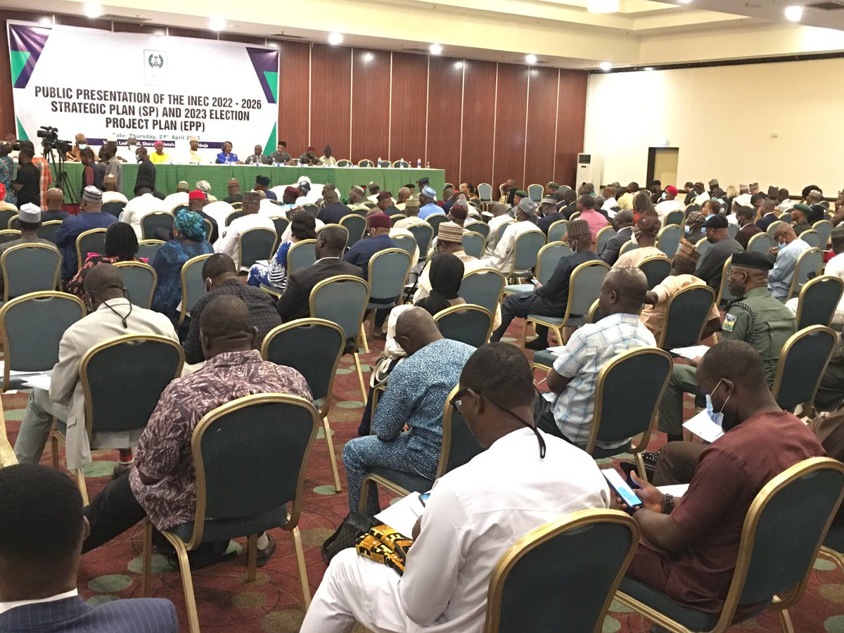 inecnigeria's tweet photo. Closing remarks by the Secretary to the Commission, Mr. Rose Omoa Oriaran-Anthony at the ongoing Public Presentation of INEC’s 2022-2026 Strategic Plan (SP) and 2023 Election Project Plan (EPP) in Abuja. https://t.co/ZbxiXOgNSu