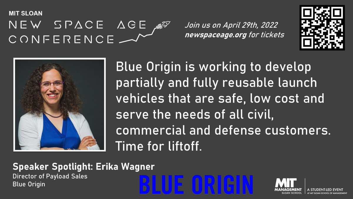 Erika Wagner, Director of Payload Sales at #BlueOrigin, will be joining us at the #NewSpaceAgeConference! With #NewShepard and #NewGlenn, Blue is creating highly-reusable launch vehicles that will return Americans to the stars. Tix @ newspaceage.org.