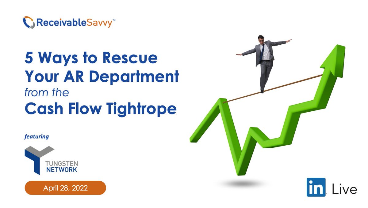 ReceivableSavvy's tweet photo. Want to get paid faster? Join us April 28th, 10am EDT/3pm UK time for a detailed discussion on what businesses can do NOW to get paid faster. REGISTER HERE: https://t.co/5Ldz1OFe0r #business #accountsreceivables #payments #invoiceautomation #suppliers #customers @TungstenNetwork https://t.co/sNXfmTfwro