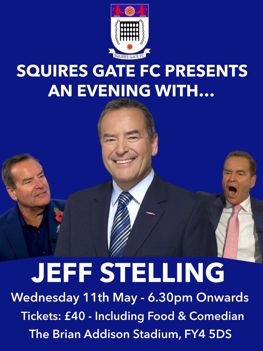 🍾𝗔𝗻 𝗘𝘃𝗲𝗻𝗶𝗻𝗴 𝗪𝗶𝘁𝗵 𝗝𝗲𝗳𝗳 𝗦𝘁𝗲𝗹𝗹𝗶𝗻𝗴 🤩A reminder that we will be hosting An Evening With legendary sports presenter @JeffStelling on Wednesday 11th of May. 🎟DM us to secure your tickets now! 🔷#WeAreGate