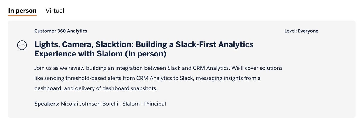 Really excited to finally be able to announce that I'll be speaking at <a href="/tableau/">Tableau</a> Conference in Las Vegas on the topic of building a Slack-First analytics experience! I'll be reviewing the new <a href="/CRM_Analytics/">CRM Analytics</a> Slack app. 
#tc22 #slack