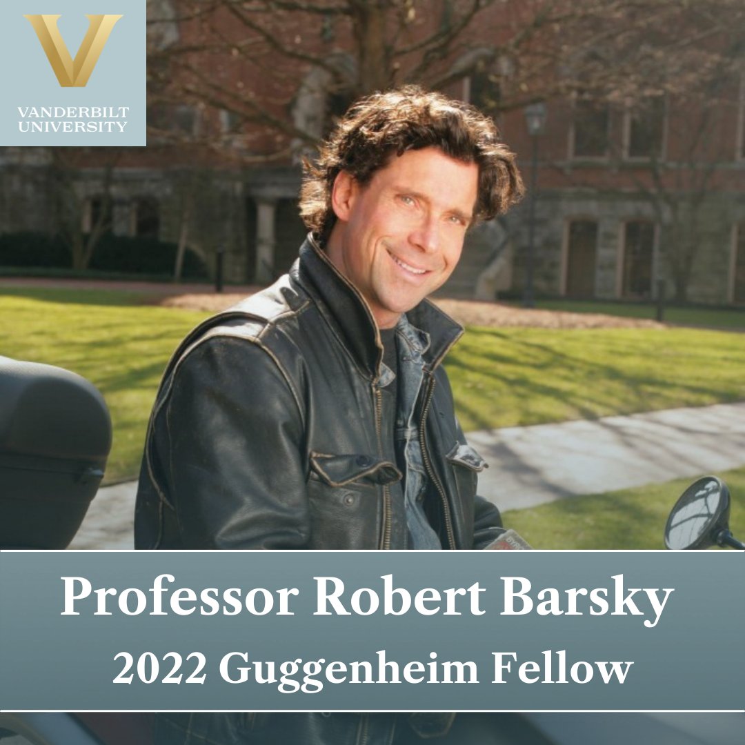 Congratulations to @robertbarsky, Professor of Law and Professor of French, European Studies, and Jewish Studies, for being awarded a 2022 John Simon Guggenheim Memorial Foundation Fellowship! He will be recognized at a reception on June 7th in NY.  
@vanderbiltlaw #VUFaculty