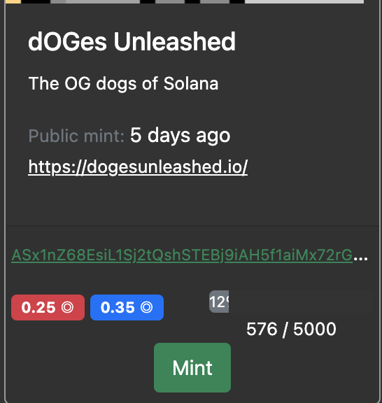 DogesUnleashed's tweet photo. Only 576 left LFG!!! #WeLikeTheDogs #SolanaNFTs BORK BORK https://t.co/kb0nRpXS3q